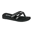 Demonia Shoes Women's STROLL-09, 3/4" Studded Double Straps Black Pu Flipflop
