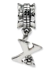 Letter X, Charm in Sterling Silver For 3mm Charm Bracelets