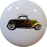Hot Rod Car Yellow Black Convertible Cabinet Drawer Pull Knob