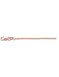 14k Solid Rose Pink Gold Diamond Cut Round Wheat Chain Necklace 1.1mm 18"