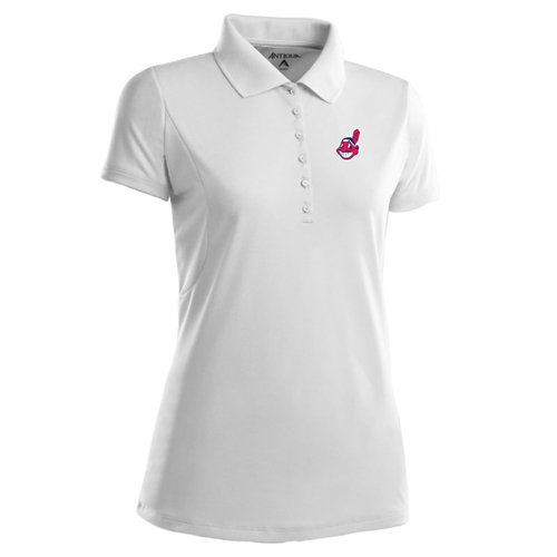 Cleveland Indians Womens Pique Xtra Lite Polo Shirt (White) - Large