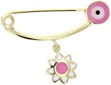 Baby Safety Pins, Silver and Enameled Evil Eye Baby Safety Pin (Pink)