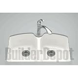 KOHLER K-6491-3U-0 Tanager Undercounter Kitchen Sink with Single Hole Faucet Drilling, White