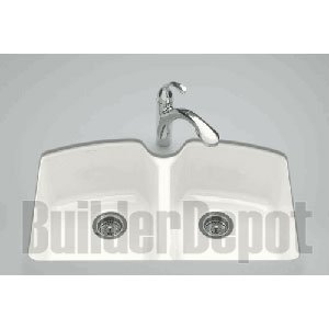 KOHLER K-6491-3U-0 Tanager Undercounter Kitchen Sink with Single Hole Faucet Drilling, White