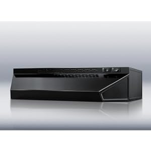 Summit: H1630B 30\’\’ Under Cabinet Range Hood with 180 CFM Interior Blower, 2 Fan Speeds, Switchable Light and Convertible to Recirculating Operation: Black