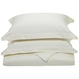 Luxury Manor Collection 800-Thread Count Solid Cotton King Duvet Set, Ivory