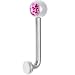 14 Gauge 5mm Pink Gem Vertical Hood Piercing -1/2" 2mm Rise