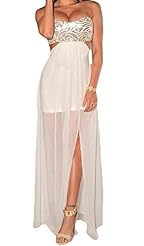 Sexy Strapless Ankle Length Chiffon Sleeveless Cutout Club Dress/Evening Dress 