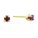 10K Yellow Gold 3mm Ruby Stud Earrings