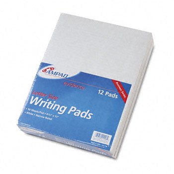 Evidence Glue Top Narrow Ruled Pads, Ltr, White, 50-Sheet Pads/Pack, Dozen