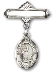Sterling Silver Baby Badge with St. Bonaventure Charm and Polished Badge Pin