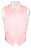 Mens PINK Dress Vest and NeckTie Set for Suit or Tuxedo
