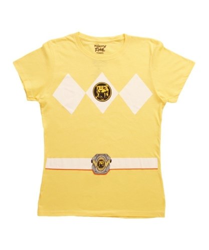 Power Rangers Yellow Ranger Costume Yellow Juniors T-Shirt Tee (Juniors Small)