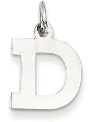 14k White Gold Small Block Intial D Charm Pendant. Metal Wt- 0.37g