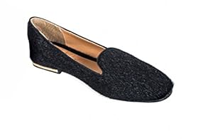 Women's Faux Pony Hair Slipper Loafers (Black, US 7 - UK 5)