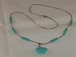 Liquid Silver Necklace with Turquoise Beads with Bear - NK-0024