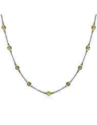 Peridot CZ Black Plate Diamond by the Yard Necklace-36"