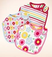 3 Pack Pure Cotton Floral Striped Bibs