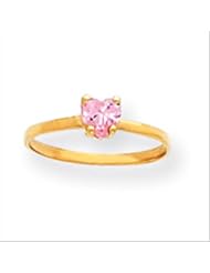 MadiK® Childrens 14k Yellow Gold Polished 4mm Pink Heart CZ Baby Ring Size 3