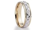 BENCHMARK Two Tone 14K Gold 6mm Carved Ring (Sz 8.5+)