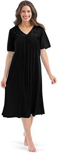 EZI Women's Satin Silk Short Sleeve Lingerie Nightgown