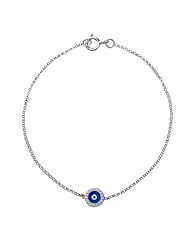 Victoria Kay Diamond Accent and Enamel Evil Eye Bracelet in 14k White Gold (J-K, I2-I3)