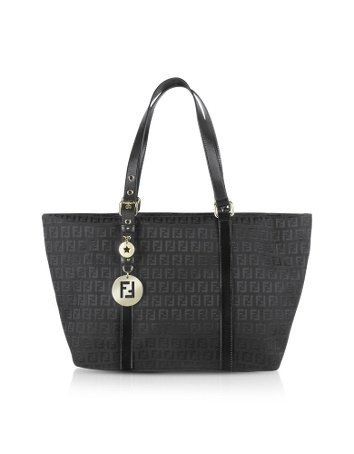 Fendi Black Zucchino Shopping Tote Bag