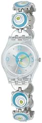 Swatch Women's Check Pea LK267G Blue Stainless-Steel Quartz Watch with Silver Dial