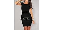 General Print Above the Knee Short Vintage Peplum Polyester/Spandex Sheath Mini Dress 