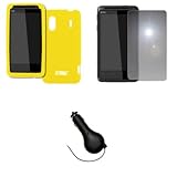 EMPIRE Yellow Silicone Skin Case Cover + Mirror Screen Protector + Retracta ....