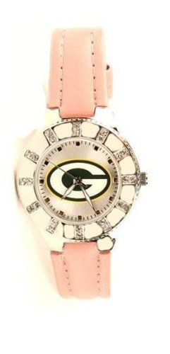 Green Bay Packers Sparkling Pink Band Ladies Watch in Gift Box