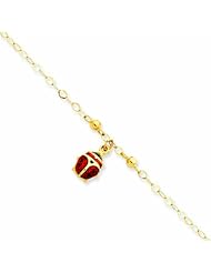 14K Adjustable Enameled Ladybug Anklet