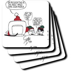Sean Boley Cartoon about Santa and Video Games for Christmas - Set Of 4 Ceramic Tile Coasters