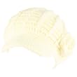 Winter Hand knit Beanie Newsboy Flower Ski Hat Ivory White