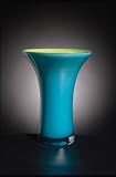 Ashton Sutton Glass 115-28AG Blue Cased Blown Glass Vase w/Lime Green Interior