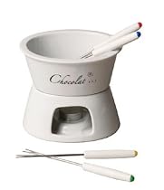 White Porcelain Oval Chocolate Fondue Set