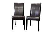 Baxton Studio Amat Set of 2 dark brown bycast leather chairs