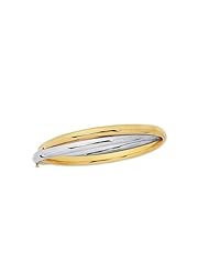 14K Solid Yellow White Gold Polished Intertwined Bangle Bracelet 7" 9mm wide