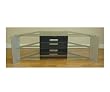 60" TV Stand In Black Finish With 2 Tempered Glass Shelves By Ameriwood Furniture