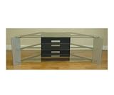 60" TV Stand In Black Finish With 2 Tempered Glass Shelves By Ameriwood Furniture
