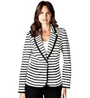 Per Una 1 Button Striped Ponte Jacket