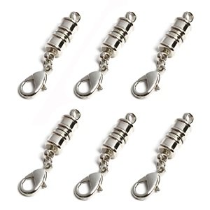 Bluecell Pack of 6 Pcs Silver Color Tone Magnetic Lobster Clasp for Jewelry Necklace Bracelet