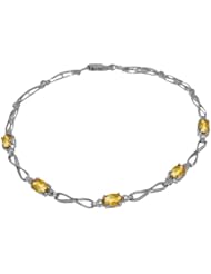 14k Gold Tennis Bracelet with Genuine Citrines & Diamonds