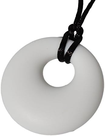 Teething Relief Silicone Pendant Necklace for Mothers - BPA Free, Non Toxic Gum Massager - Drooling Toddler - Happy Baby (White)