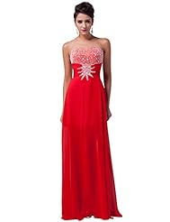 Strapless Sweetheart Acrylic/Chiffon  Beaded Lace-Up Evening Dress/Party Dress  With Rhinestones