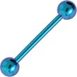 Solid Titanium Teal Barbell Tongue Ring