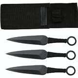 Ninja Stealth Black Throwing Knives with Nylon Case Set 3