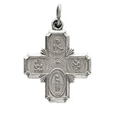 4-Way Cross Medal 14K White Gold 18.00X18.00 MM