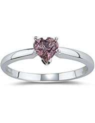 0.50 Cts of 5 mm AA Heart Pink Tourmaline Heart Ring in 14K White Gold