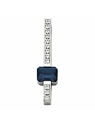 14K White Gold Emerald Cut Sapphire and Diamond Pendant -- LIFETIME WARRANTY